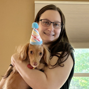 Pet Care Specialist Arianna Simon and her dog Holly, South Lyon